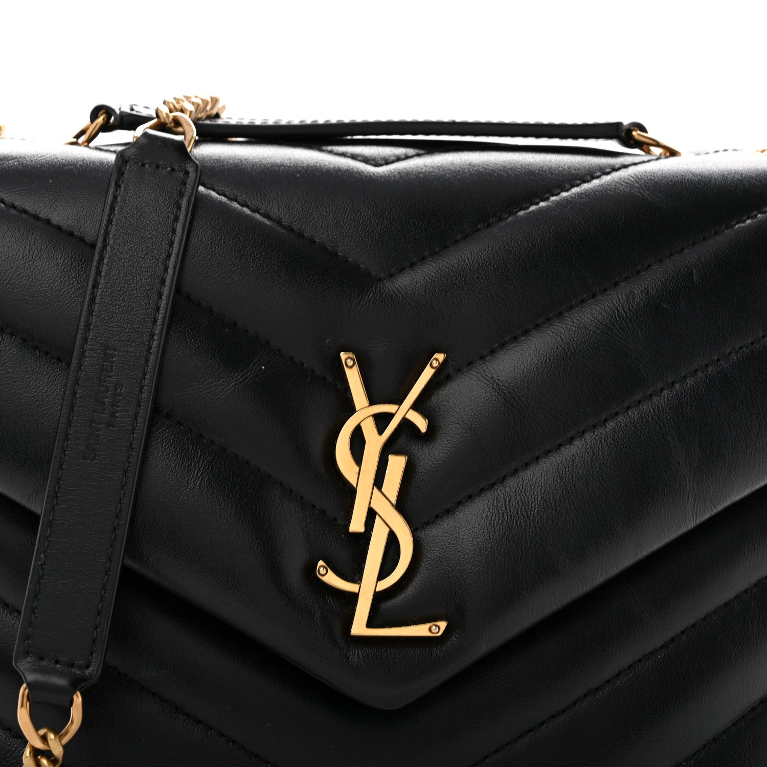 Saint Laurent Calfskin Y Quilted Monogram Small Loulou Chain Satchel Black 8 of 14