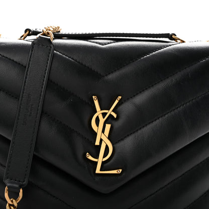 Saint Laurent Calfskin Y Quilted Monogram Small Loulou Chain Satchel Black 8 of 14