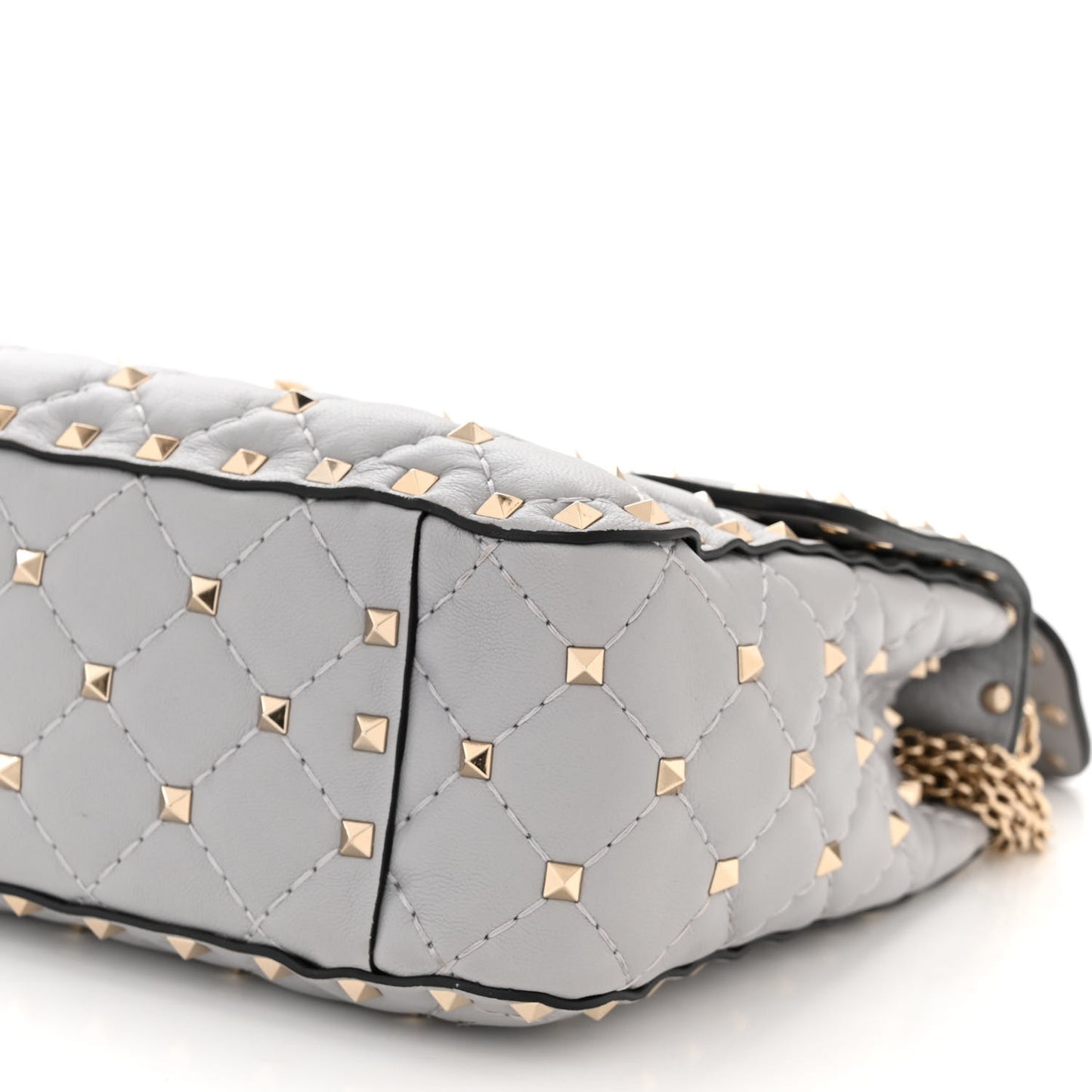 Lambskin Medium Rockstud Spike Shoulder Bag Pastel Grey
