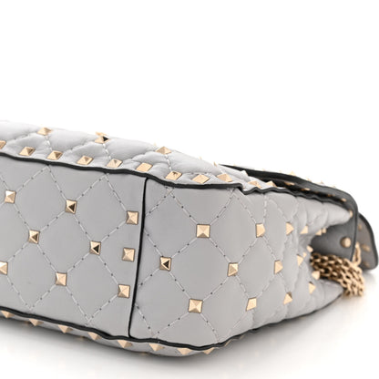 Valentino Garavani Lambskin Medium Rockstud Spike Shoulder Bag Pastel Grey 9 of 9