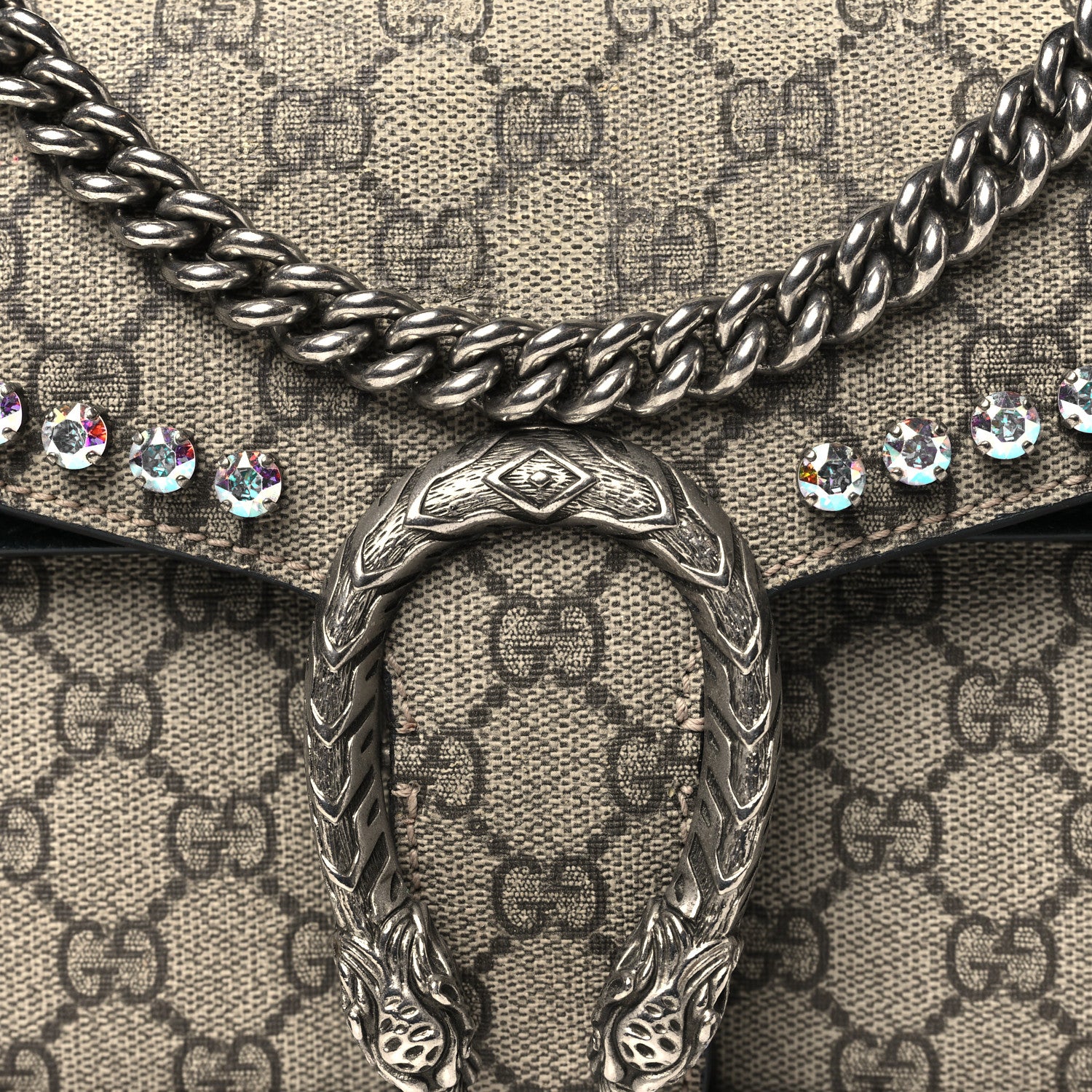 Gucci GG Supreme Monogram Crystal Small Dionysus Shoulder Bag Black 8 of 10