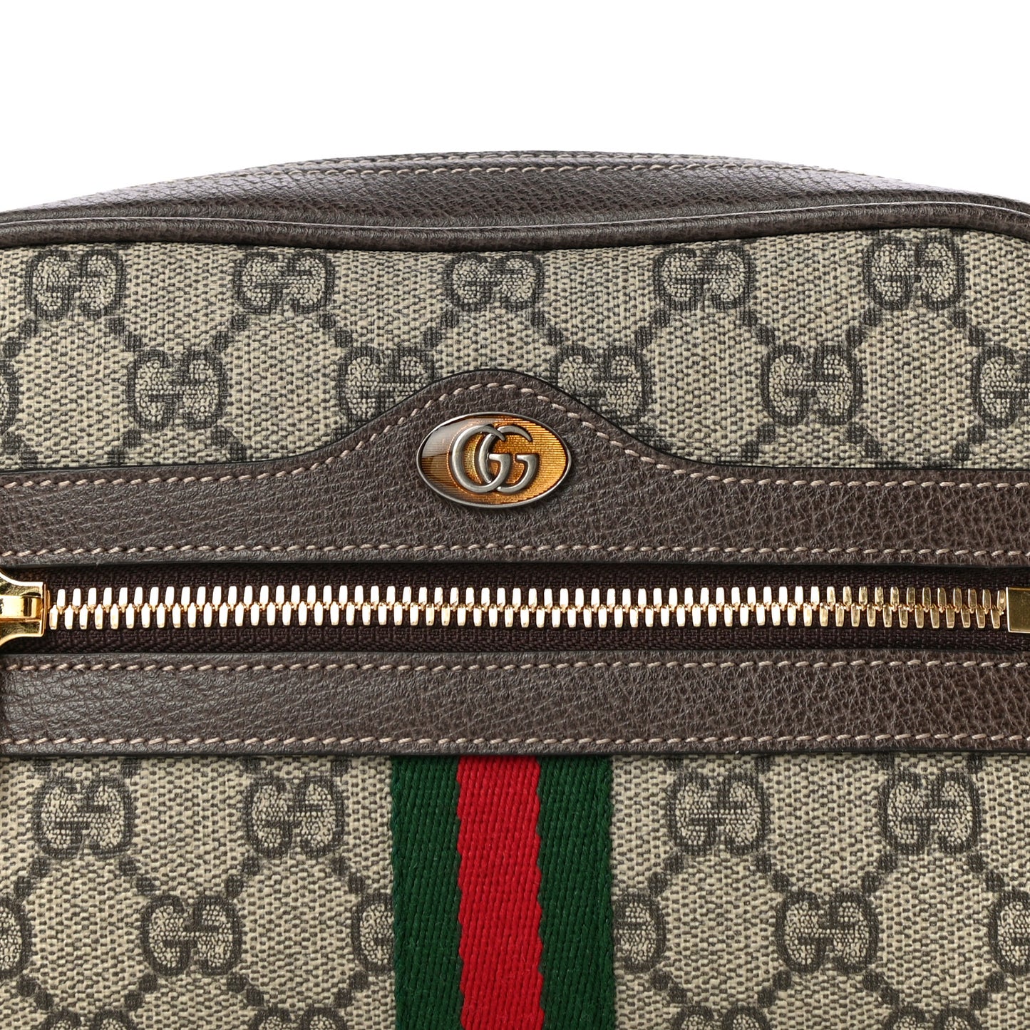 GG Supreme Monogram Web Small Ophidia Belt Bag 95 38 Dark Brown