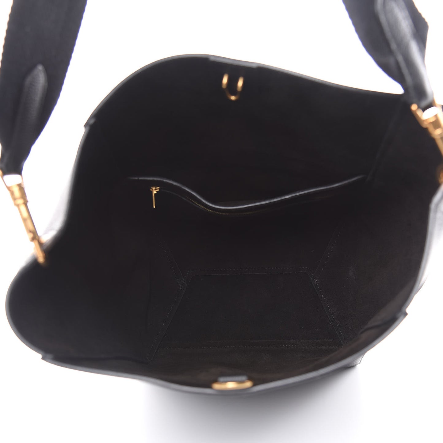 Soft Grained Calfskin Sangle Bucket Bag Black