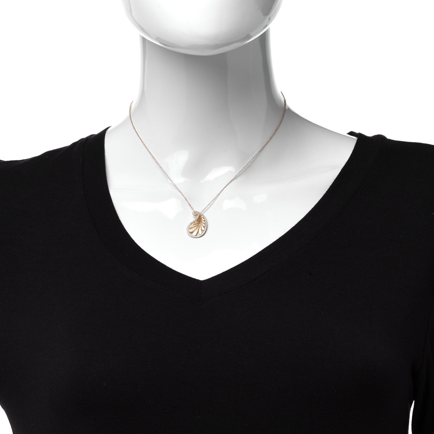 Tiffany 18K Yellow Gold Diamond Paloma Picasso Villa Palm Pendant Necklace 2 of 5