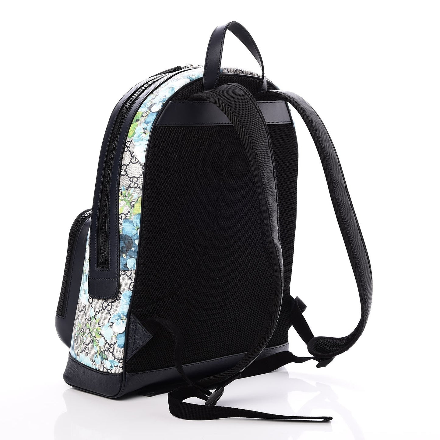 GG Supreme Monogram Blooms Medium Day Backpack Beige Blue Navy