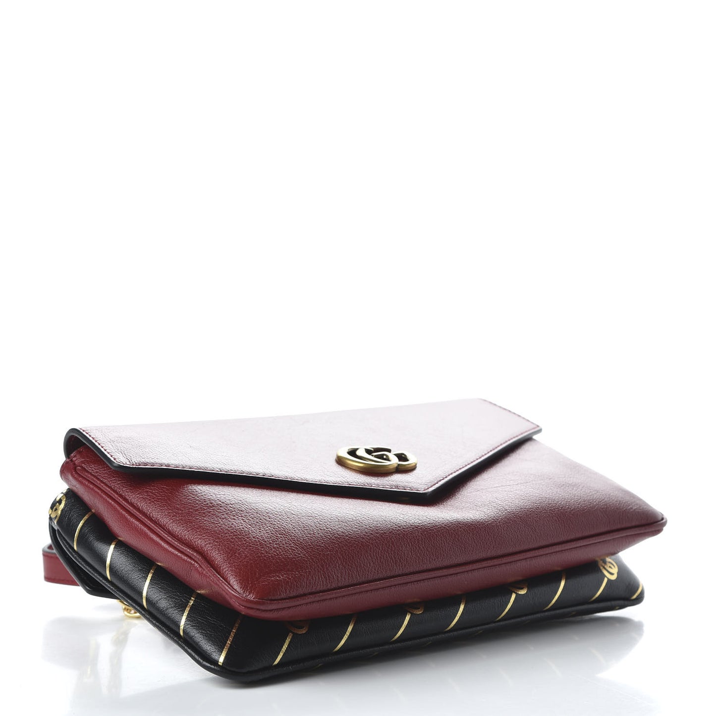 Calfskin Diagonal GG Medium Thiara Double Envelope Shoulder Bag Black Red