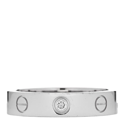 Cartier 18K White Gold Diamond 4mm LOVE Wedding Band Ring 50 5.25 1 of 5