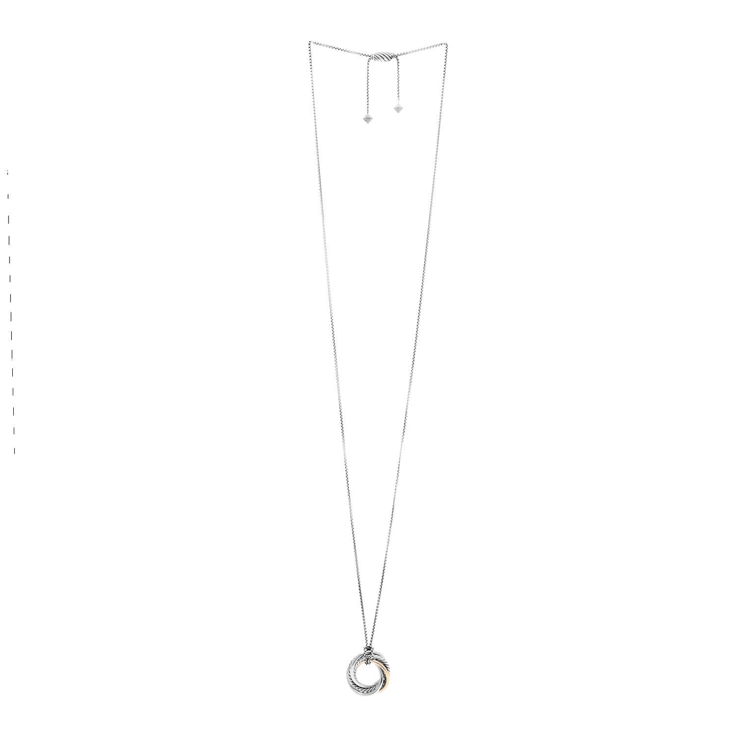Sterling Silver 14K Yellow Gold 28mm Crossover Pendant Necklace