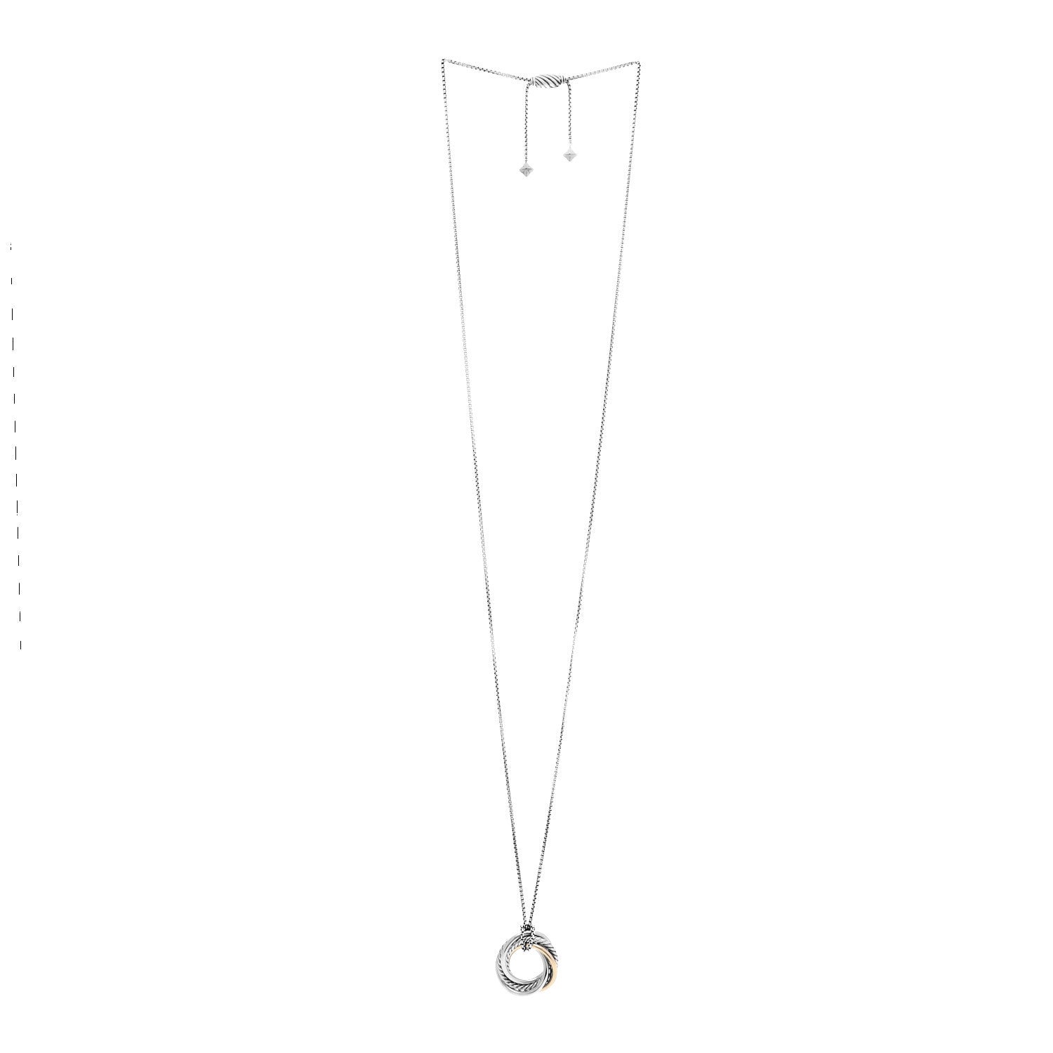 David Yurman Sterling Silver 14K Yellow Gold 28mm Crossover Pendant Necklace 3 of 5
