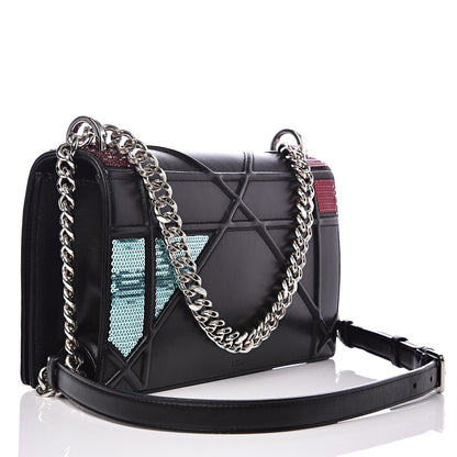Christian Dior Lambskin Sequin Medium Diorama Flap Bag Black 4 of 15