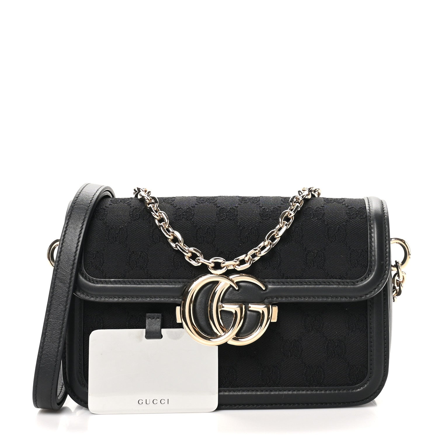 Gucci Crepe Wool Silk GG Monogram Go Small Shoulder Bag Black 3 of 10