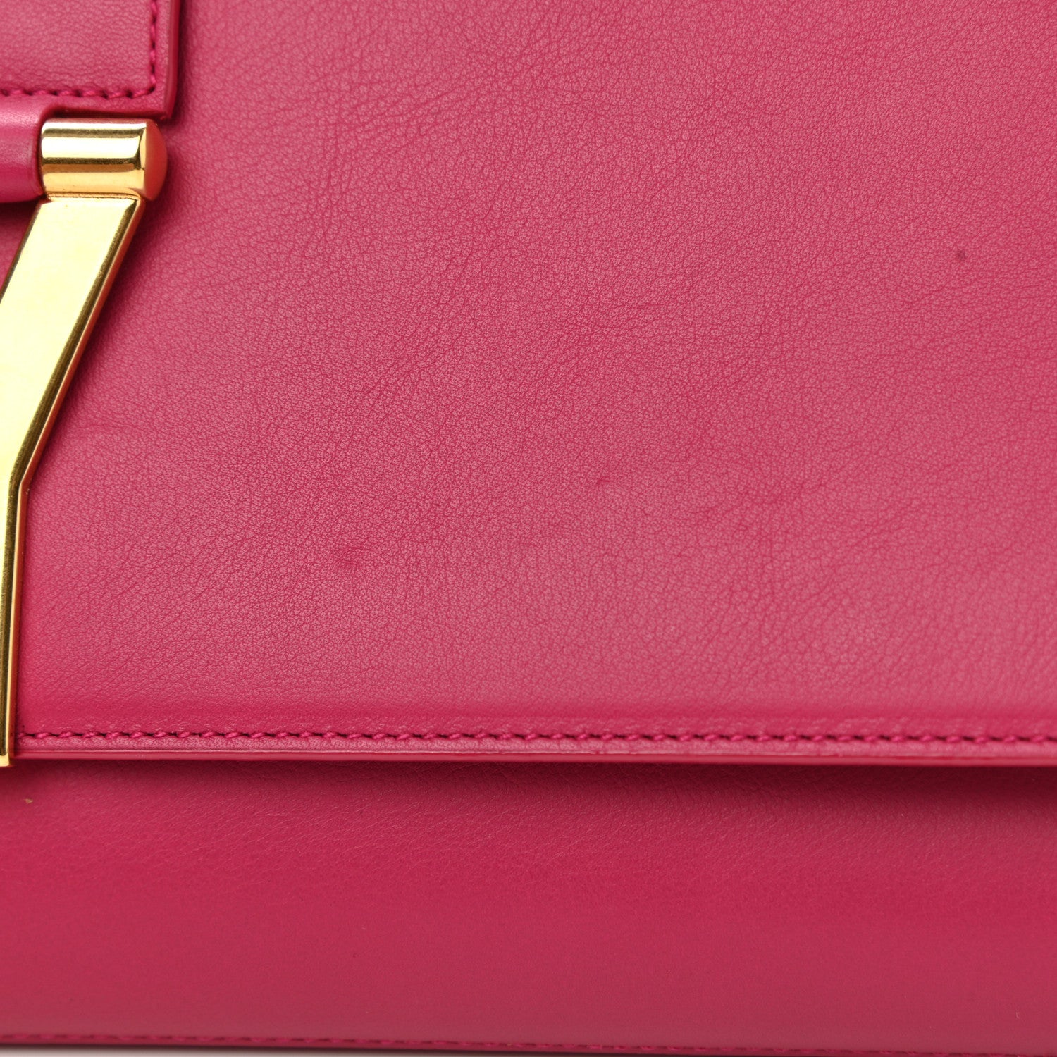 Saint Laurent Calfskin Classic Y Ligne Clutch Fuchsia 8 of 8