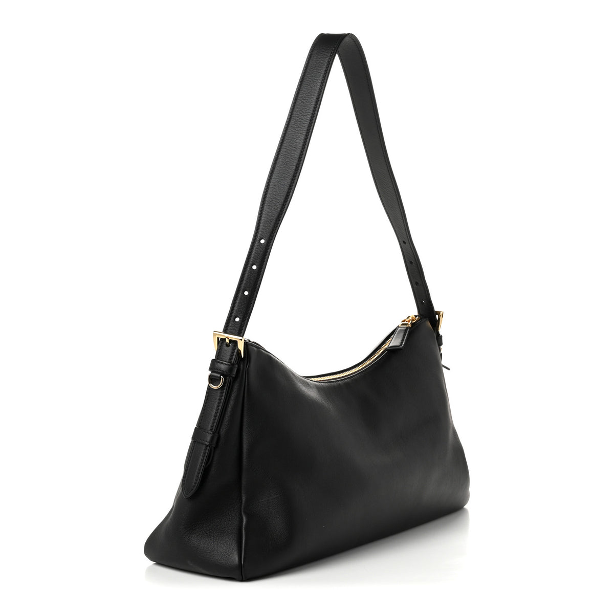 Soft Calfskin Large Aimée Shoulder Bag Black
