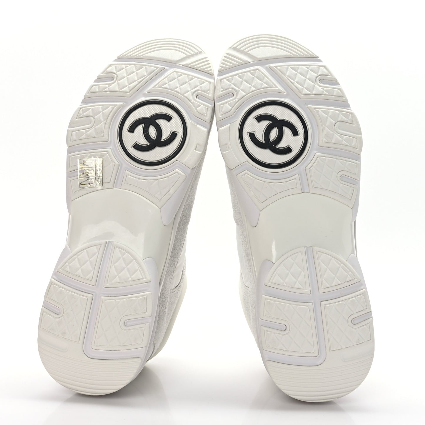 Suede Calfskin Fabric CC Sneakers 40 White