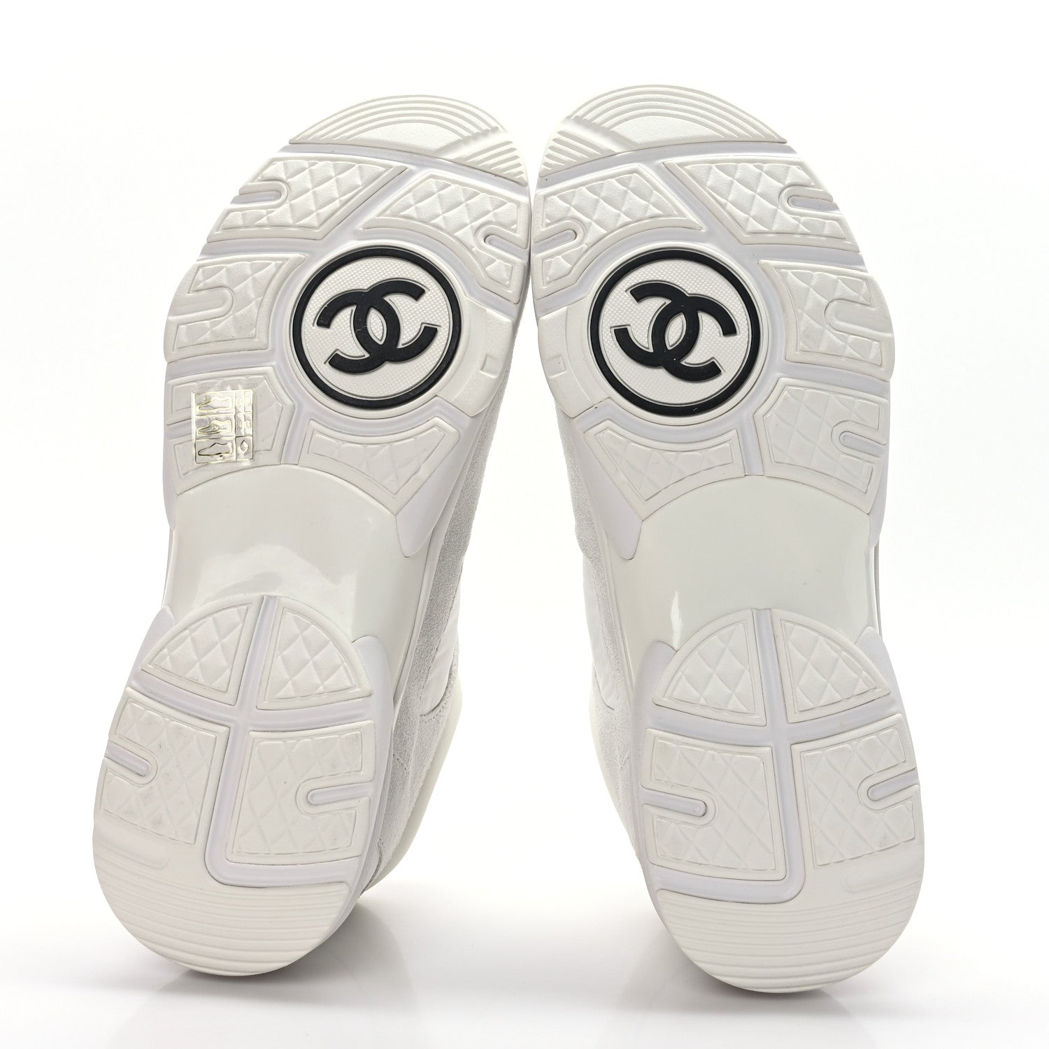 Chanel Suede Calfskin Fabric CC Sneakers 40 White 5 of 7