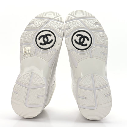 Chanel Suede Calfskin Fabric CC Sneakers 40 White 5 of 7