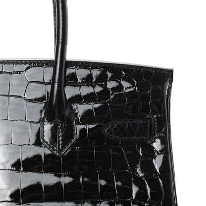 Hermes Shiny Niloticus Crocodile Birkin 30 Black 7 of 35