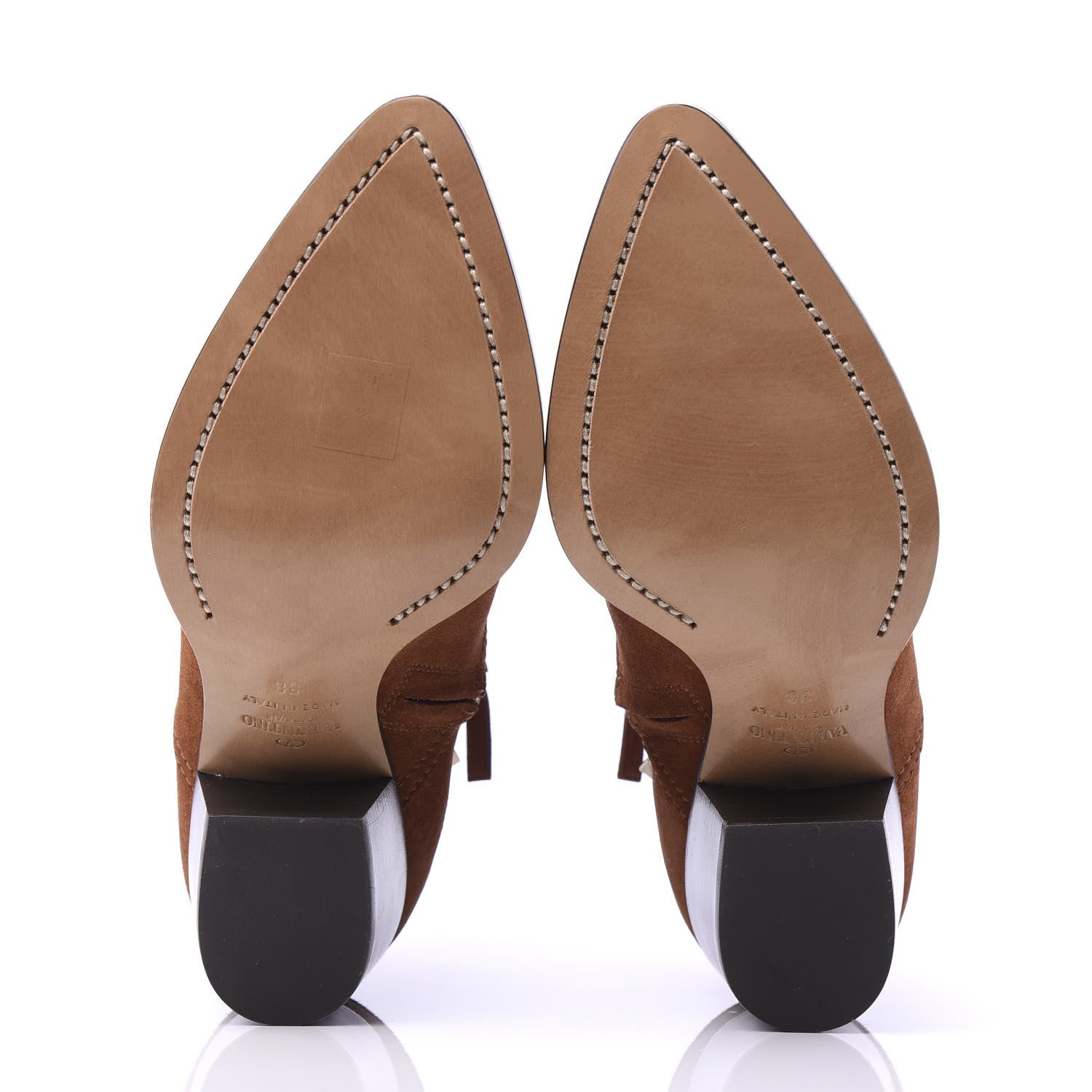 Valentino Garavani Suede Rockstud Double Buckle 50mm Cowboy Ankle Boots 38 Selleria 5 of 8