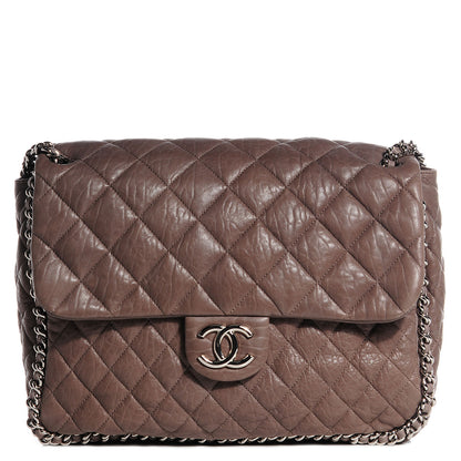 Chanel Washed Lambskin Chain Around Maxi Flap Taupe 1 of 7