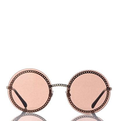 Chanel Chain Round Sunglasses 4245 Brown Gold 3 of 10