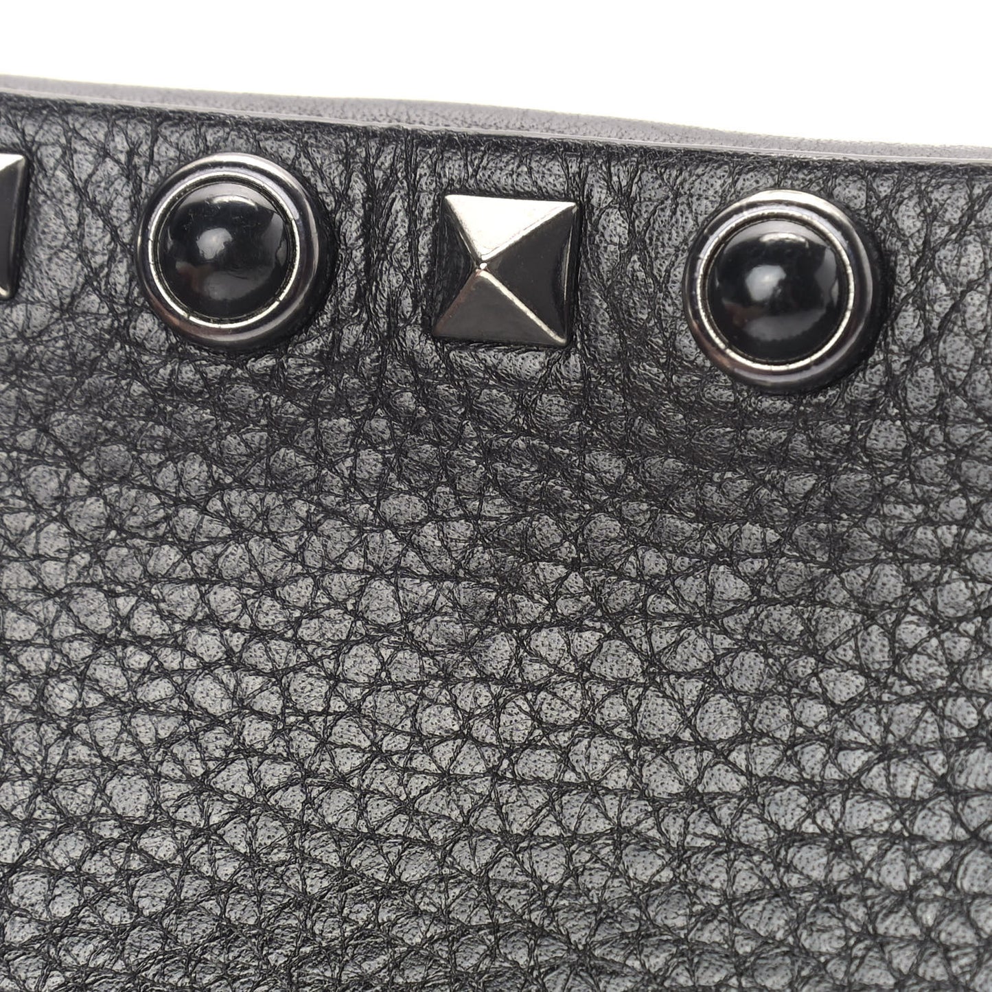 Calfskin Small Rockstud Rolling Chain Camera Crossbody Bag Black