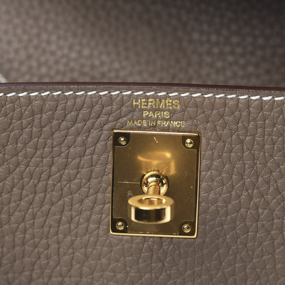 Hermes Taurillon Clemence Kelly Ado Backpack Etoupe 5 of 9