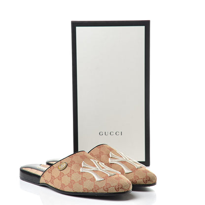 Gucci X MLB Monogram NY Yankees Embroidered Womens GG Slippers 41 Beige Ruggine 9 of 9