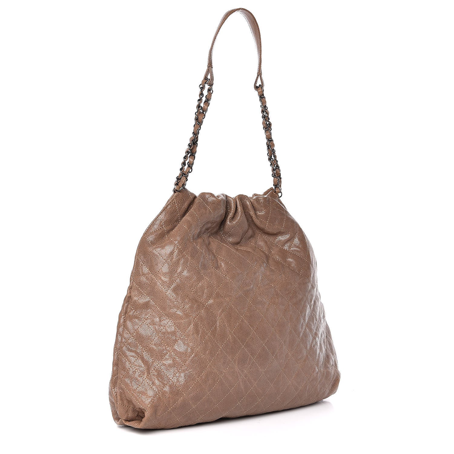 Chanel Distressed Glazed Caviar Quilted Large Elastic Tote Grey 3 of 10