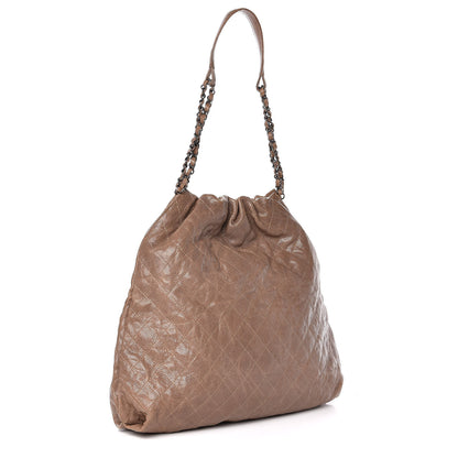 Chanel Distressed Glazed Caviar Quilted Large Elastic Tote Grey 3 of 10