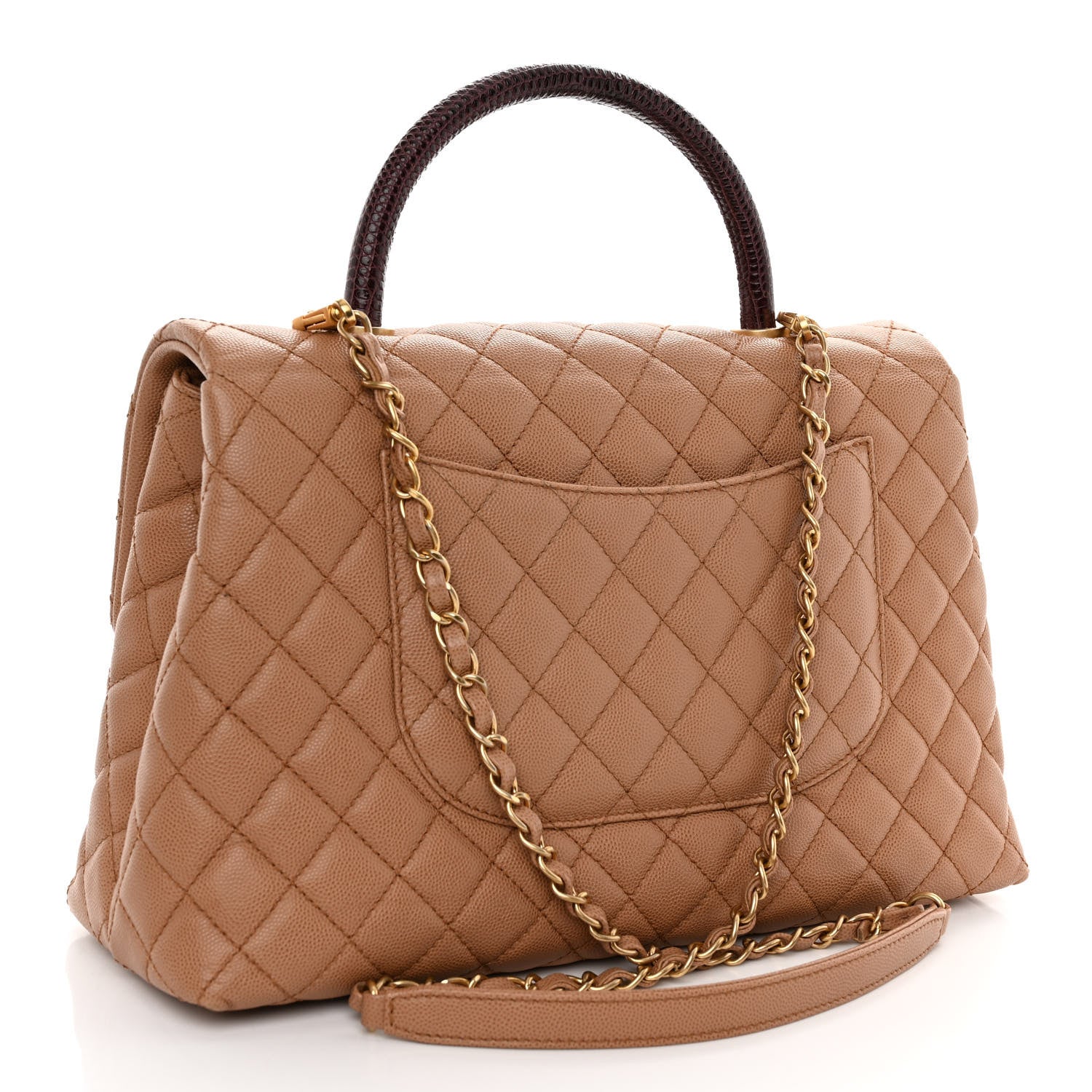 Chanel Caviar Lizard Quilted Medium Coco Handle Flap Light Beige 3 of 10