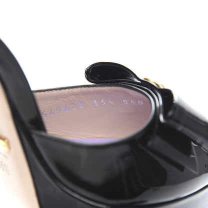 Gucci Patent Crystal GG Bow Sadie Spike Ankle Strap d'Orsay Platform High Heel Pumps 35.5 Black 8 of 9
