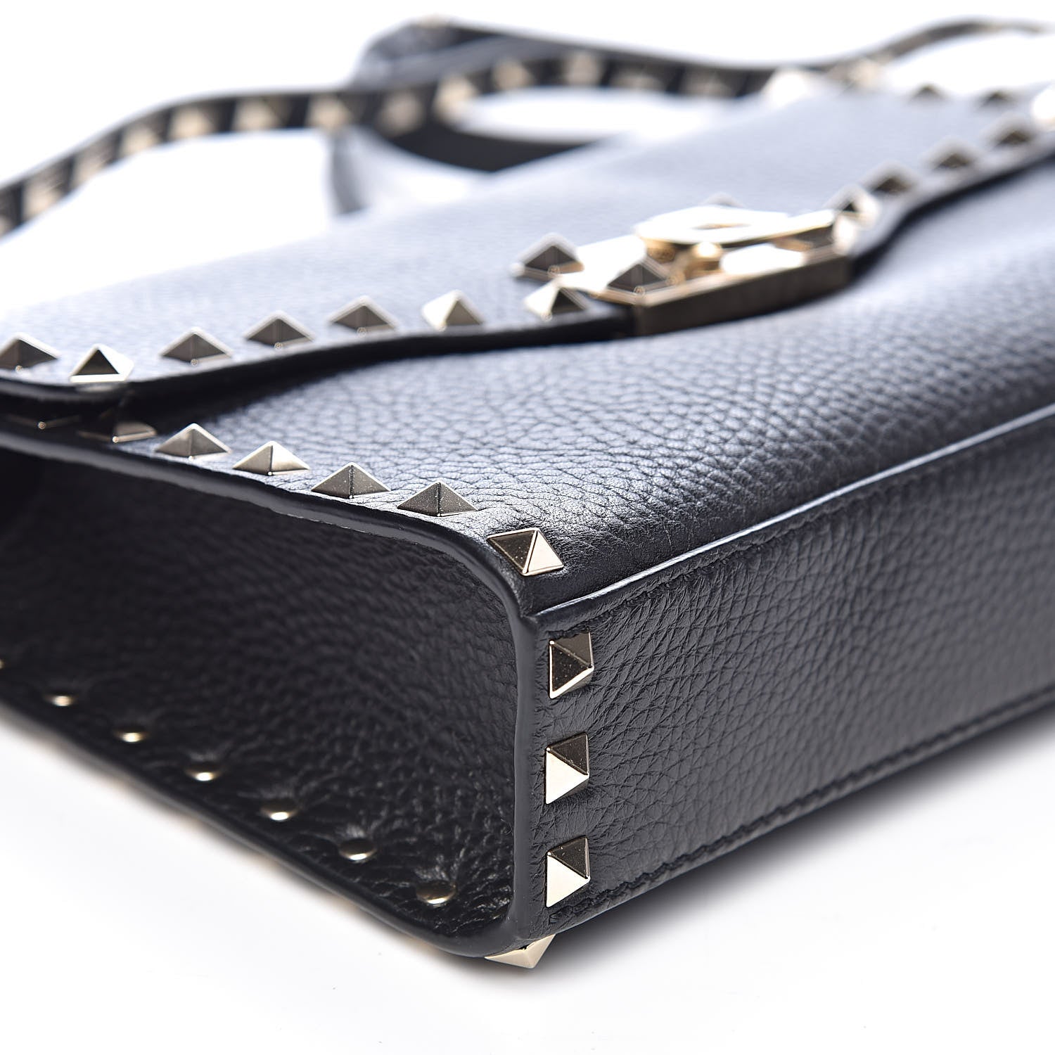 Valentino Garavani Pebbled Calfskin Medium Rockstud Flip Lock Crossbody Bag Black 7 of 10