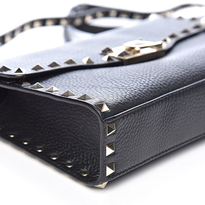 Valentino Garavani Pebbled Calfskin Medium Rockstud Flip Lock Crossbody Bag Black 7 of 10