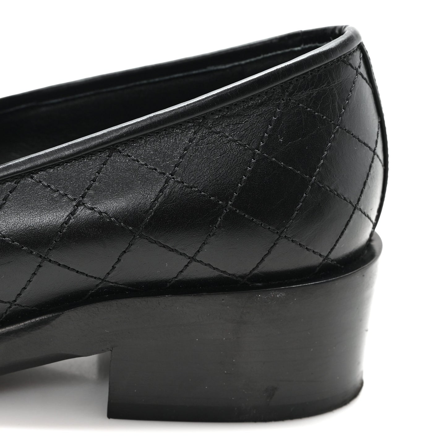 Calfskin Stitched CC Loafers 38 Black
