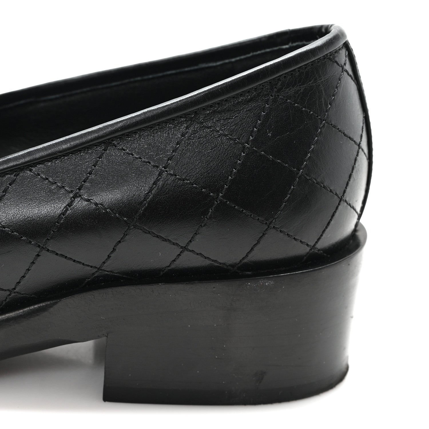 Chanel Calfskin Stitched CC Loafers 38 Black 10 of 10