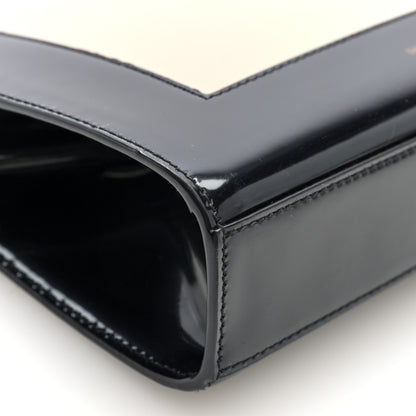Saint Laurent Nappa Patent Calfskin Two-Toned Gaia Shoulder Bag Sea Salt Black 8 of 9
