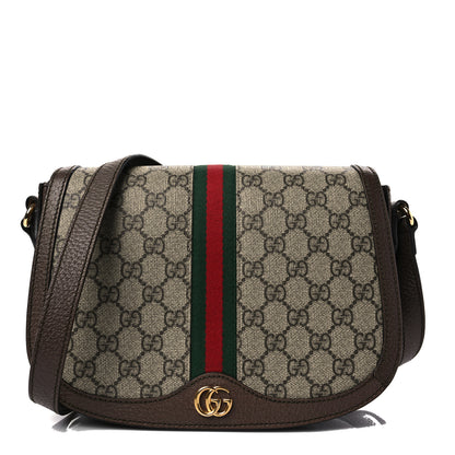 Gucci GG Supreme Monogram Web Small Ophidia Flap Messenger Bag Brown 1 of 8