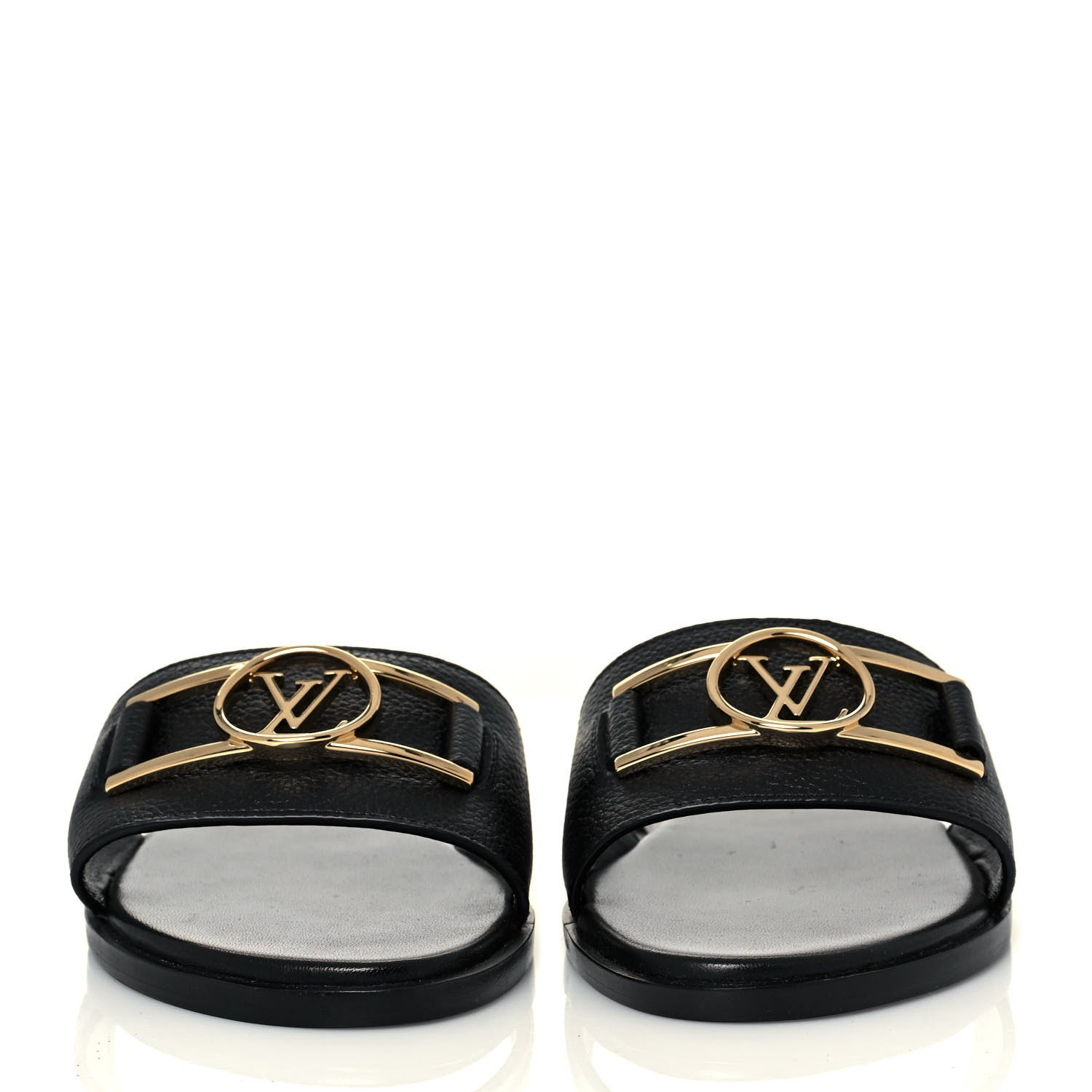 Louis Vuitton Calfskin Lock It Flat Mule 37 Black 2 of 8