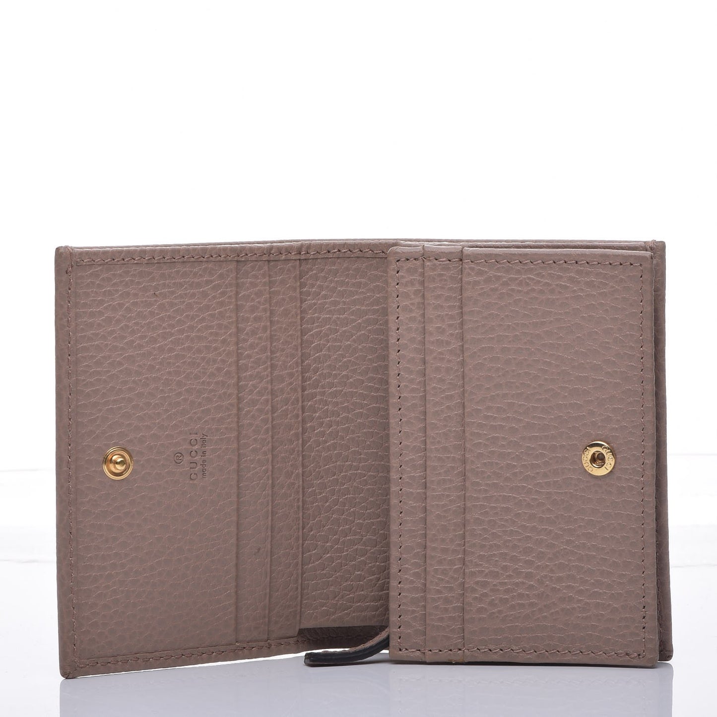 Pebbled Calfskin GG Marmont Card Case Porcelain Rose