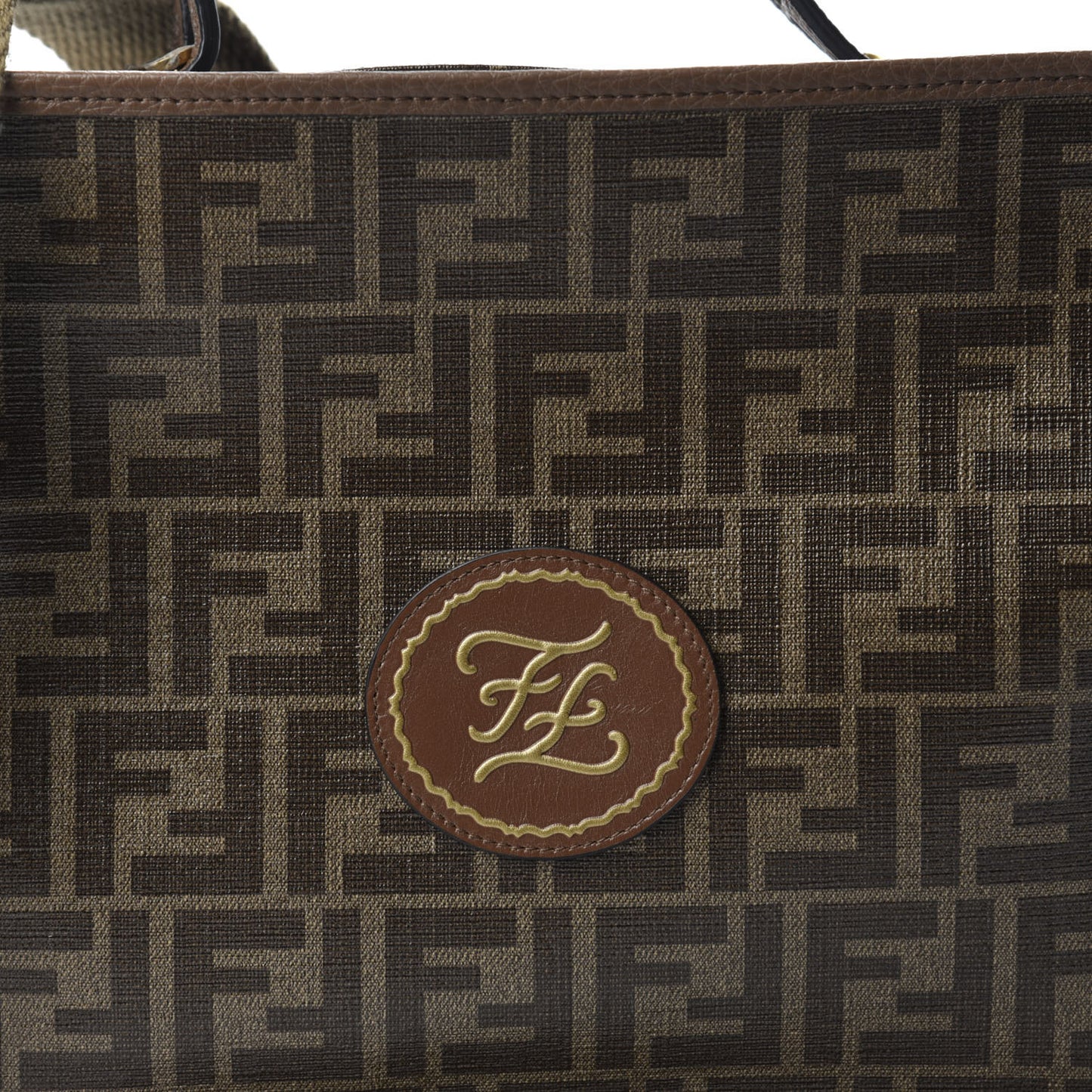 Glazed Fabric FF 1974 Karligraphy Small Travel Bag Mogano Panna