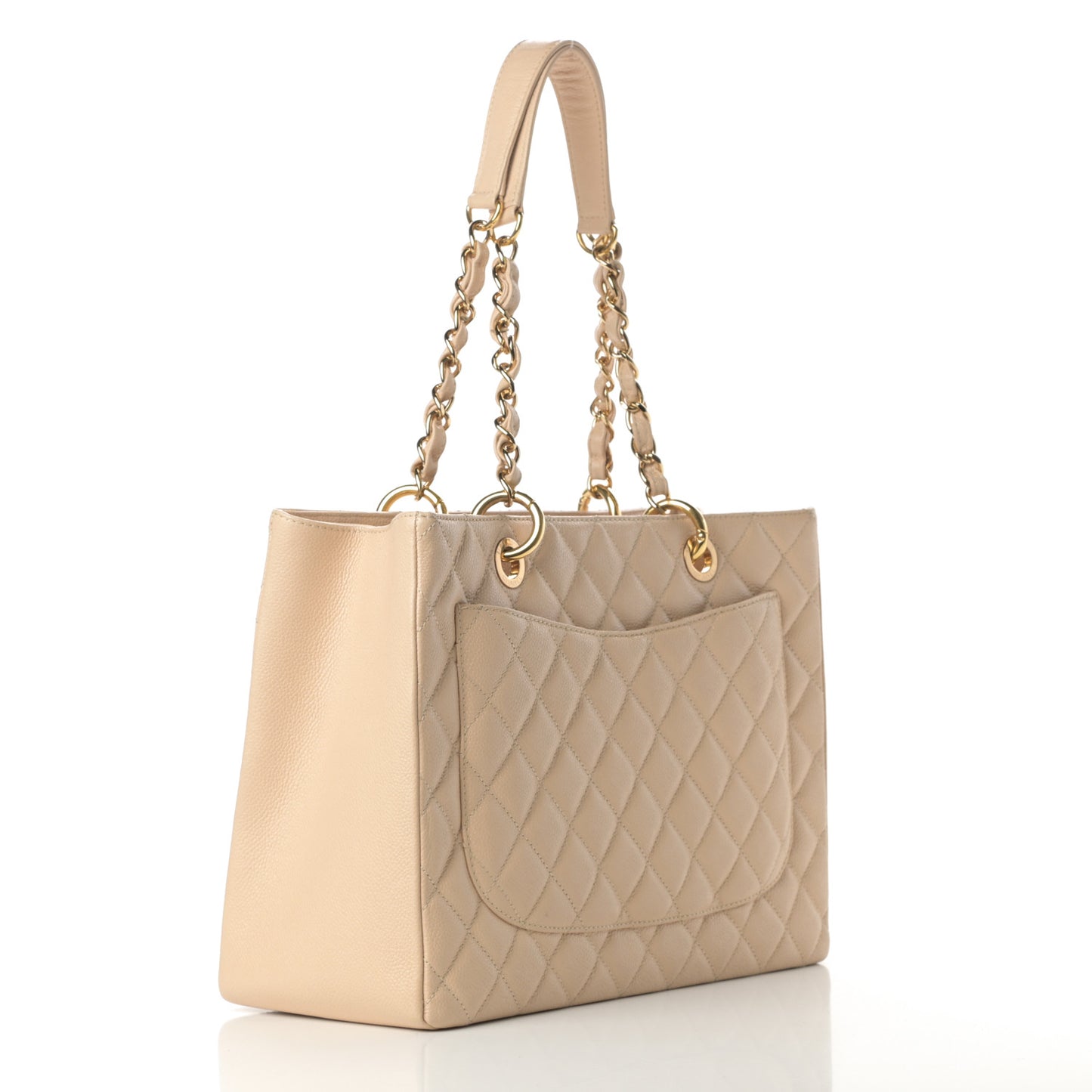 Caviar Quilted Grand Shopping Tote GST Beige Clair