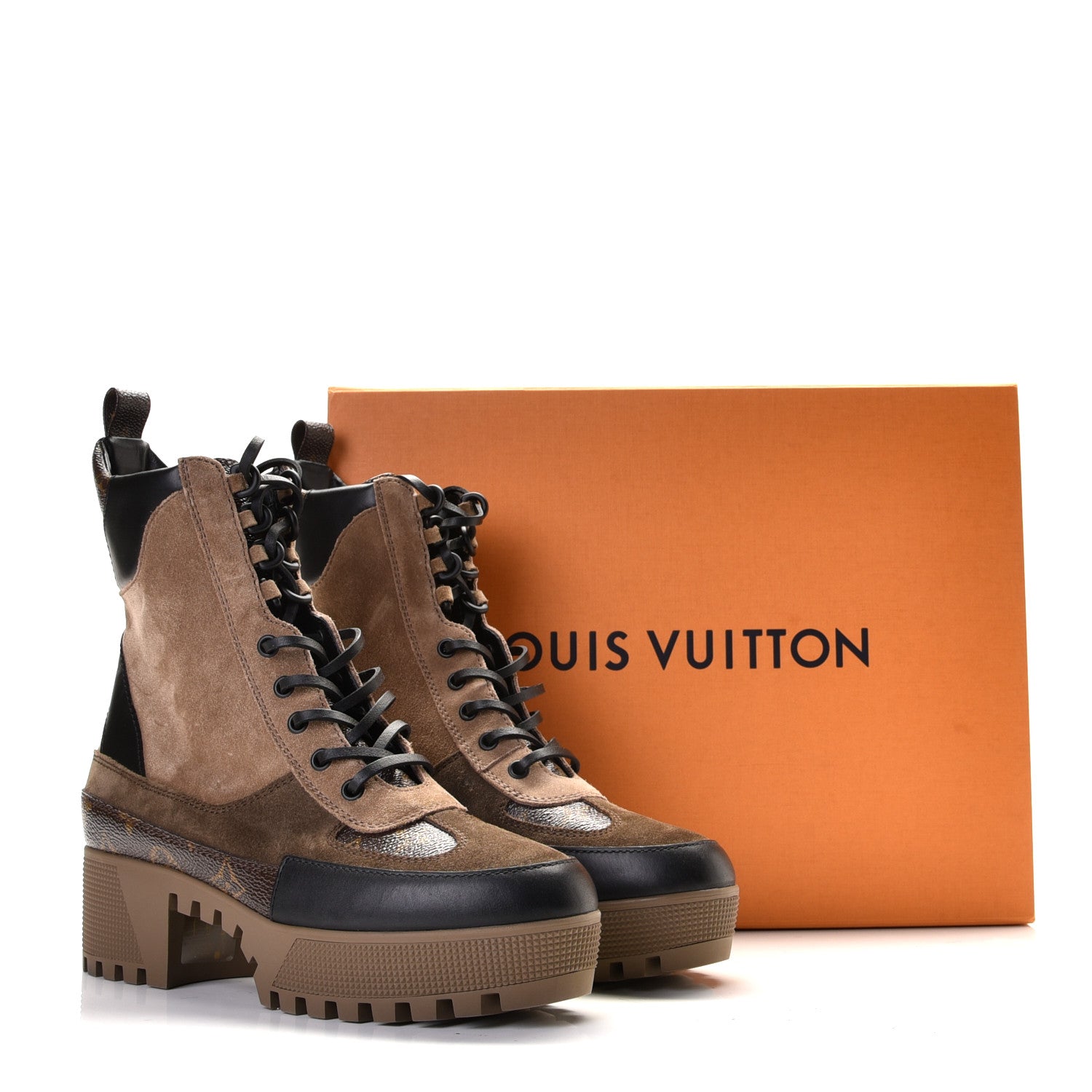 Louis Vuitton Suede Calfskin Monogram Laureate Platform Desert Boots 39 Beige 4 of 10