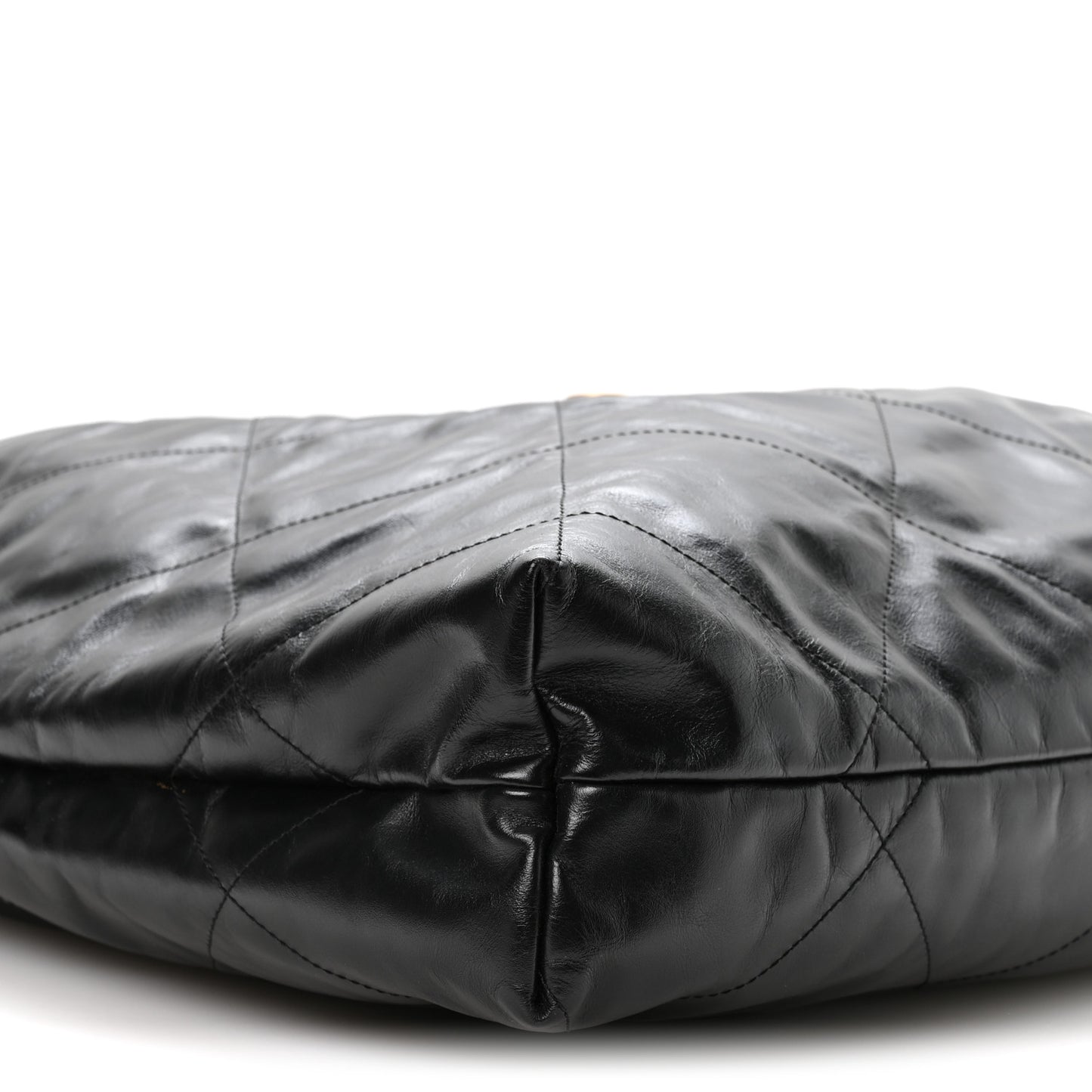 Shiny Calfskin Quilted Large Chanel 22 Black