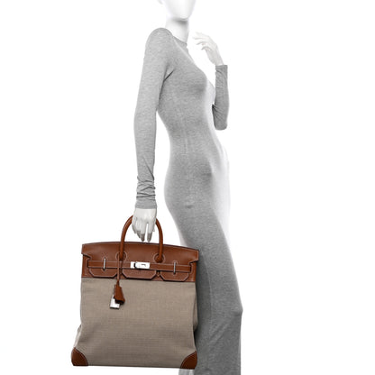 Hermes Barenia Toile De Camp HAC Birkin 40 Ficelle Fauve 2 of 13