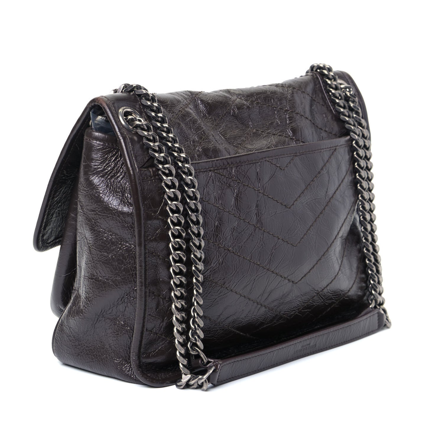 Crinkled Calfskin Matelasse Monogram Medium Niki Chain Satchel Tulip
