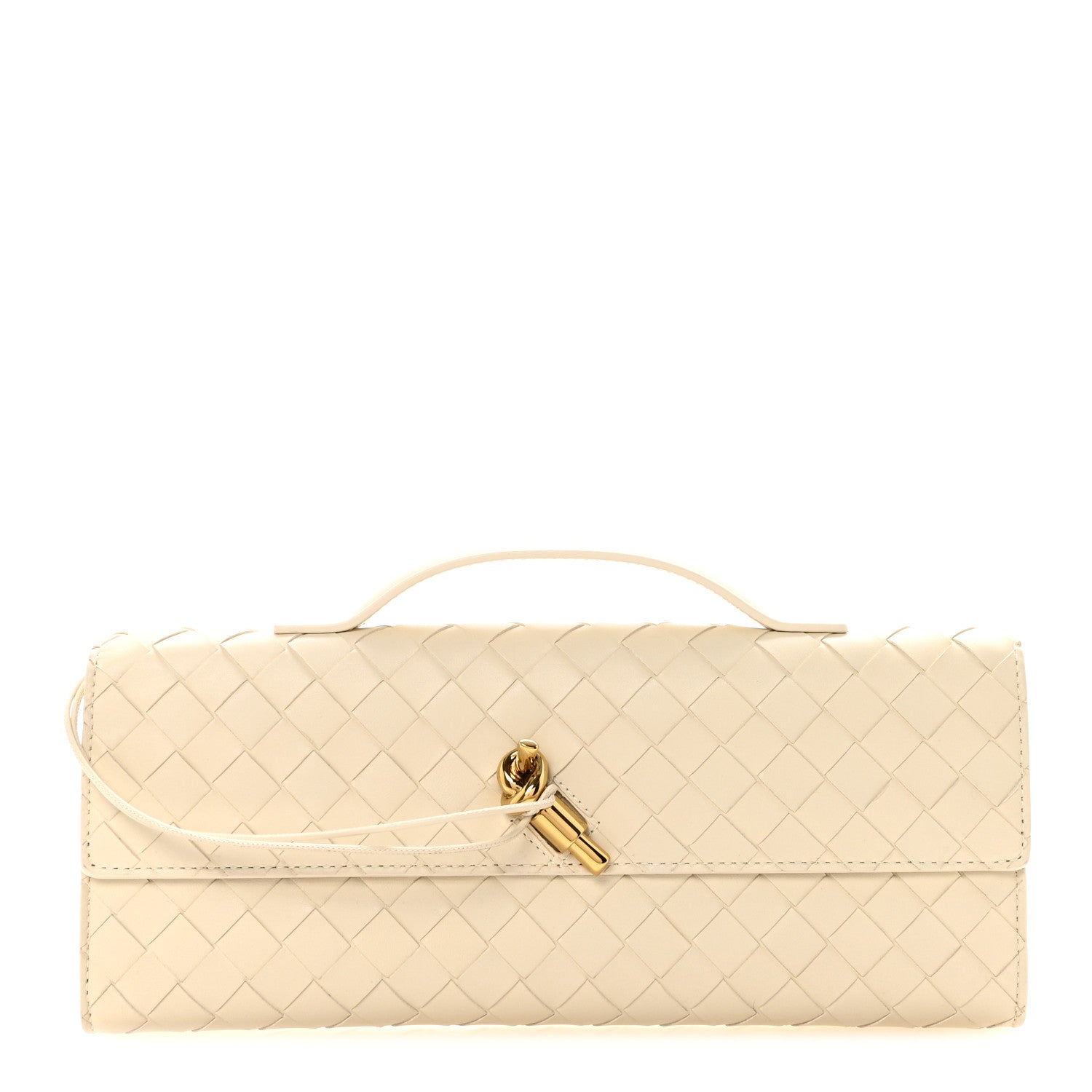 Bottega Veneta Nappa Intrecciato Long Andiamo Top Handle Clutch Sea Salt 1 of 6