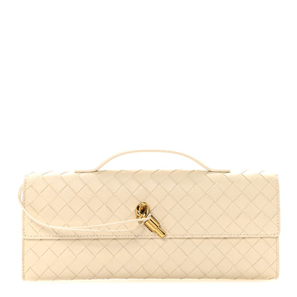 Bottega Veneta Nappa Intrecciato Long Andiamo Top Handle Clutch Sea Salt 1 of 6