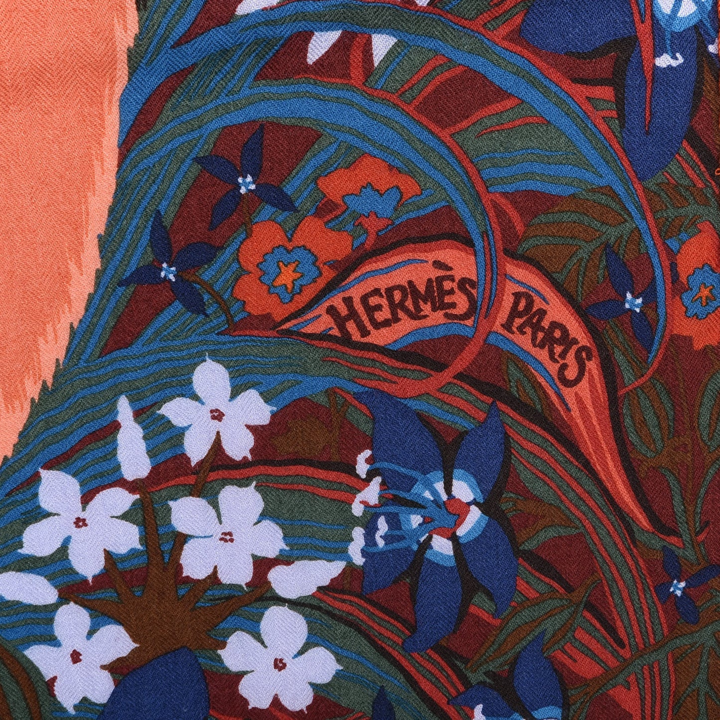 Cashmere Silk Tyger Tyger Shawl 140 Bordeaux Bleu Corail