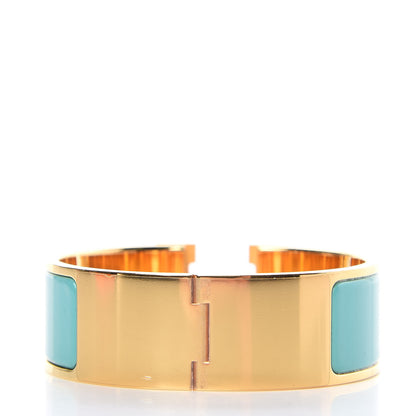 Hermes Enamel Wide Clic Clac H Bracelet PM Bleu Atoll 3 of 6