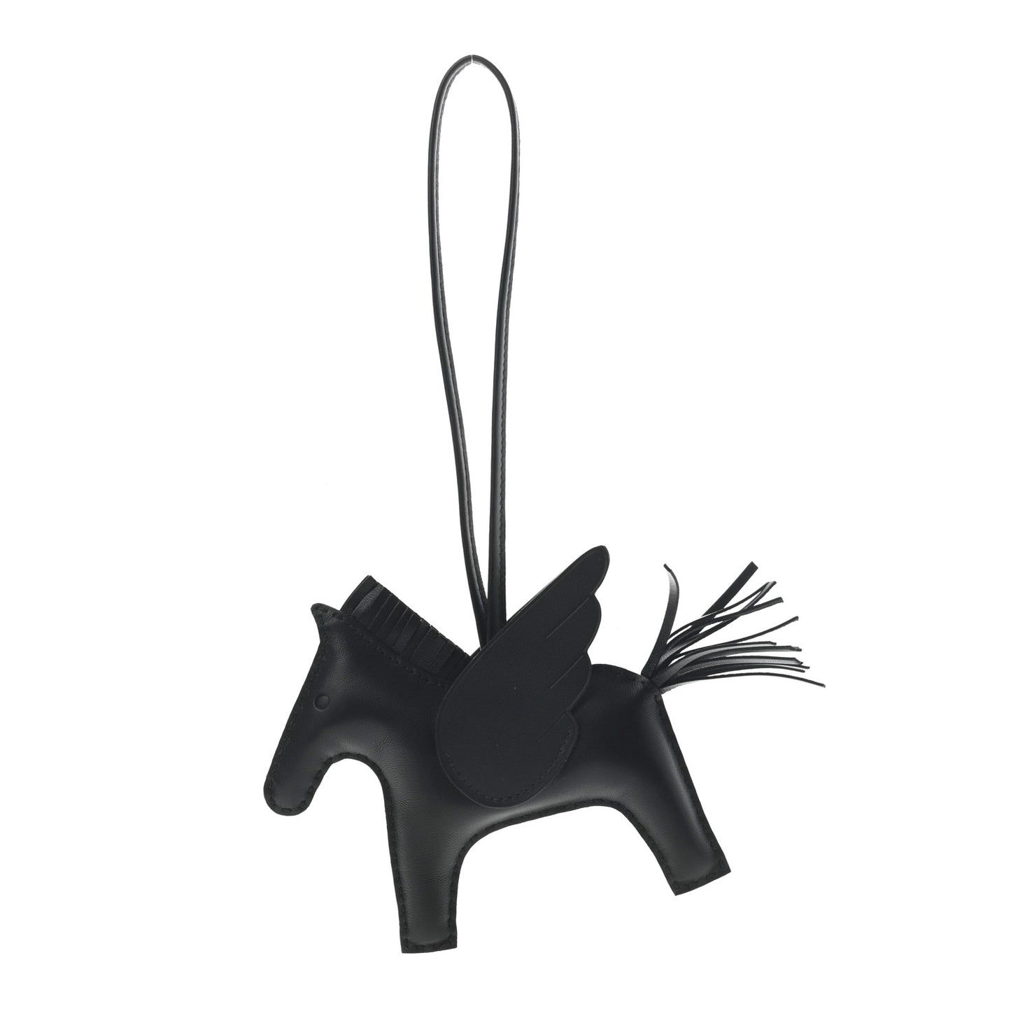Milo Lambskin Grigri Rodeo Pegase Horse Bag Charm MM So Black